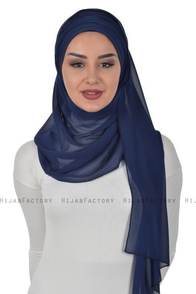 Alva - Navy Blue Practical Hijab & Underscarf