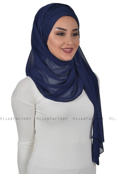 Alva - Navy Blue Practical Hijab & Underscarf