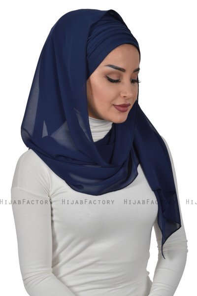 Alva - Navy Blue Practical Hijab & Underscarf