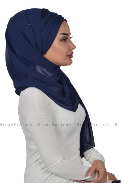 Alva - Navy Blue Practical Hijab & Underscarf