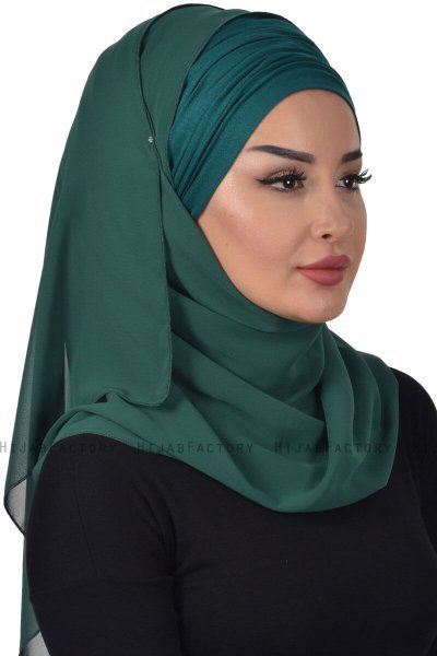 Alva - Dark Green Practical Hijab & Underscarf