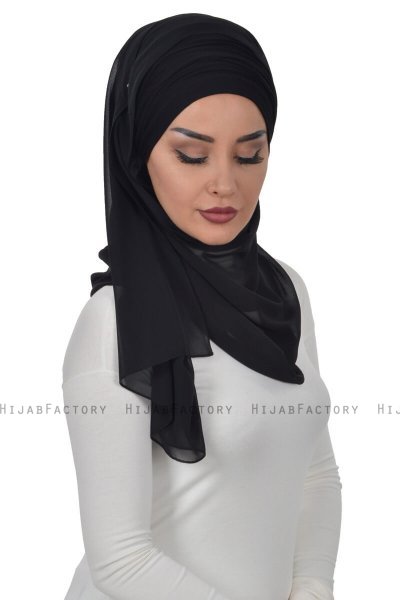Alva - Black Practical Hijab & Underscarf