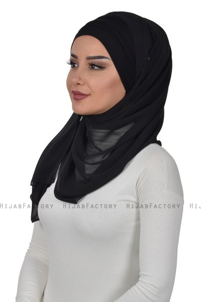 Alva - Black Practical Hijab & Underscarf