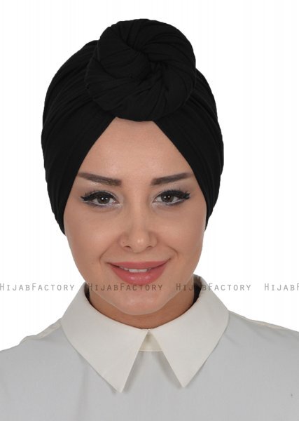 Amy - Black Cotton Turban - Ayse Turban 320001-1