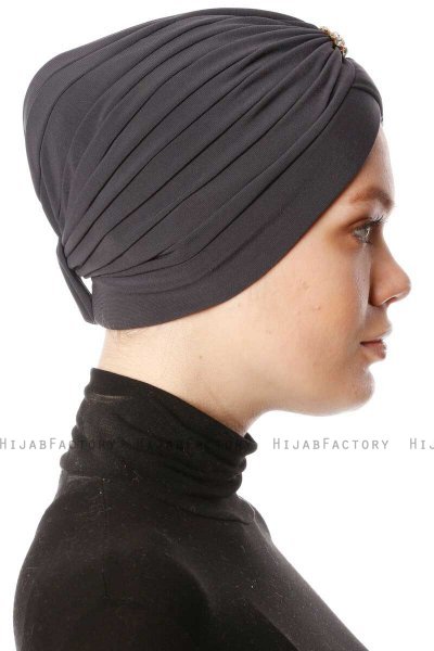 Arwa - Anthracite Crepe Chiffon Turban - Sehr-i Sal
