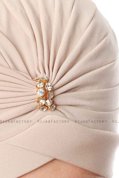 Arwa - Beige Crepe Chiffon Turban - Sehr-i Sal