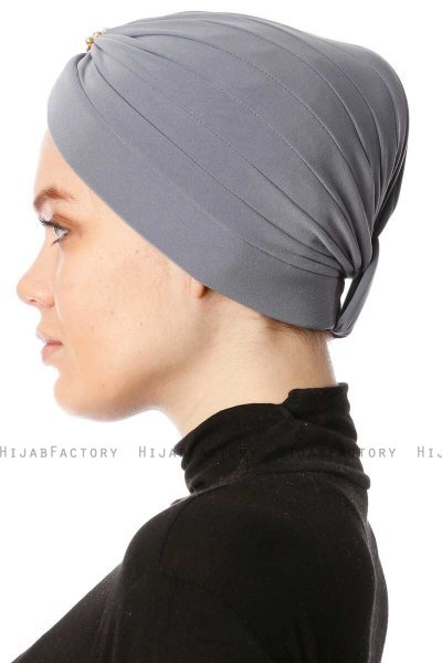 Arwa - Grey Crepe Chiffon Turban - Sehr-i Sal