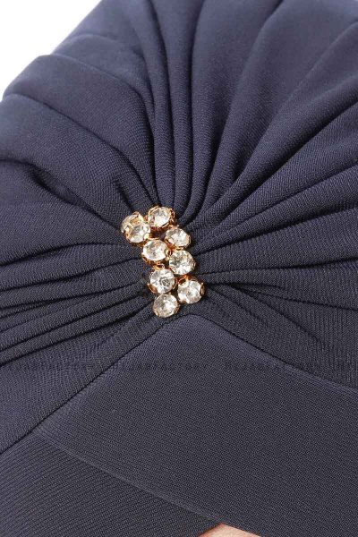 Arwa - Navy Blue Crepe Chiffon Turban - Sehr-i Sal