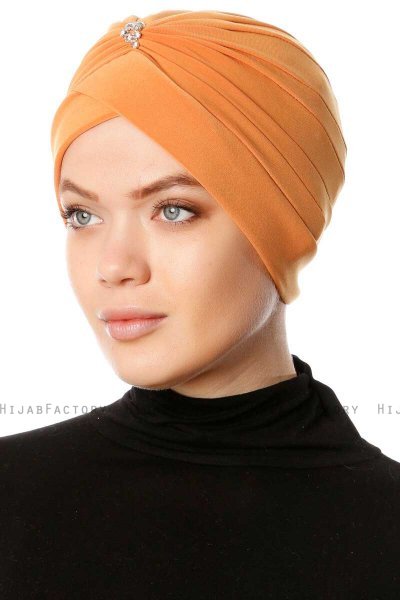 Arwa - Orange Crepe Chiffon Turban - Sehr-i Sal