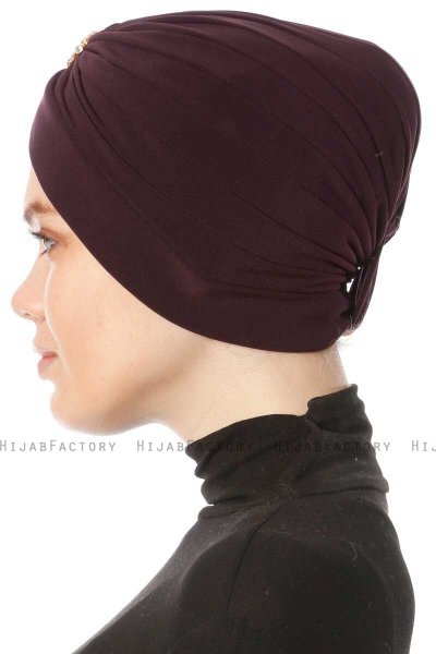 Arwa - Plum Crepe Chiffon Turban - Sehr-i Sal
