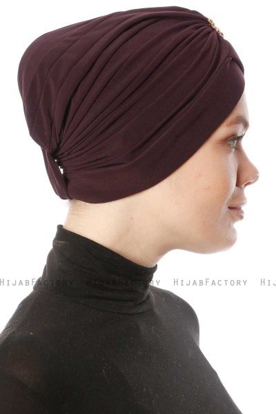 Arwa - Plum Crepe Chiffon Turban - Sehr-i Sal