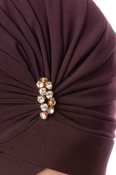 Arwa - Plum Crepe Chiffon Turban - Sehr-i Sal