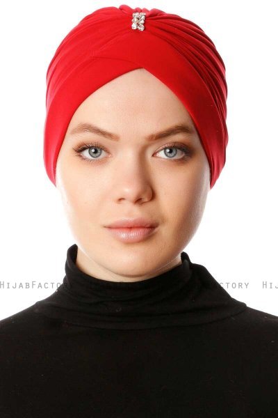 Arwa - Red Crepe Chiffon Turban - Sehr-i Sal