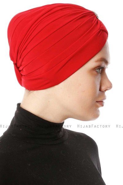Arwa - Red Crepe Chiffon Turban - Sehr-i Sal