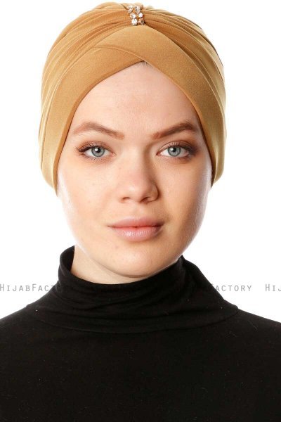 Arwa - Mustard Crepe Chiffon Turban - Sehr-i Sal