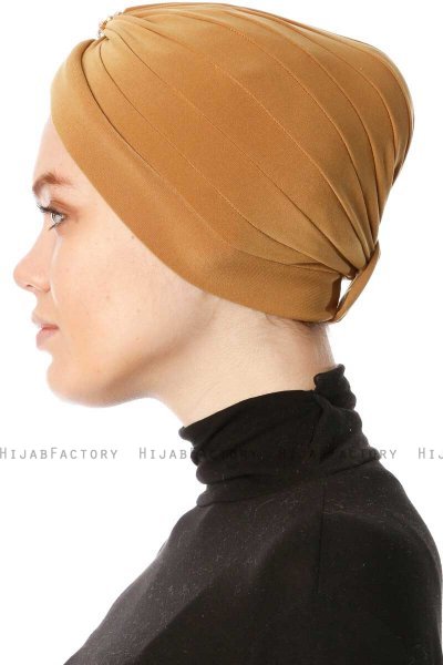 Arwa - Mustard Crepe Chiffon Turban - Sehr-i Sal