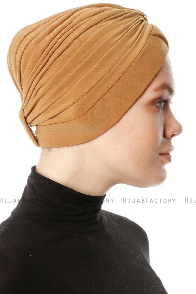 Arwa - Mustard Crepe Chiffon Turban - Sehr-i Sal
