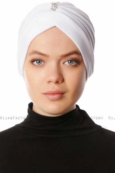 Arwa - White Crepe Chiffon Turban - Sehr-i Sal