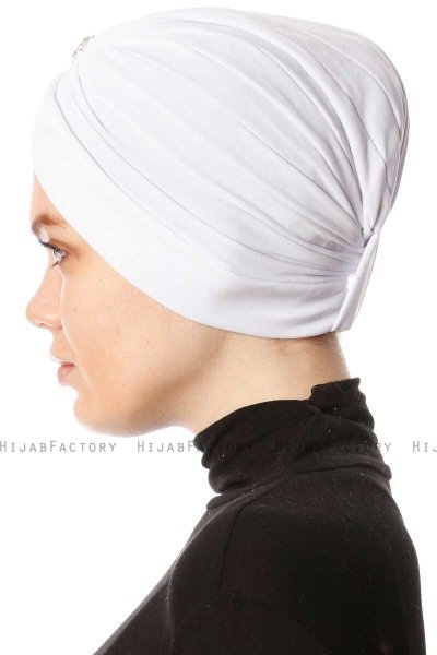 Arwa - White Crepe Chiffon Turban - Sehr-i Sal