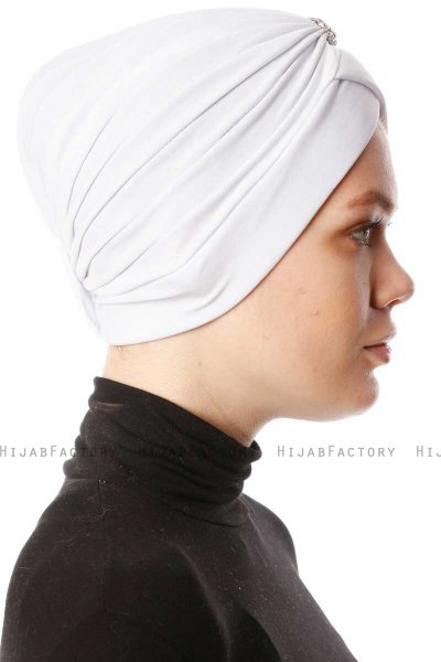 Arwa - White Crepe Chiffon Turban - Sehr-i Sal