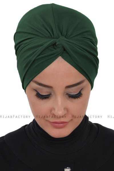 Astrid - Dark Green Cotton Turban - Ayse Turban