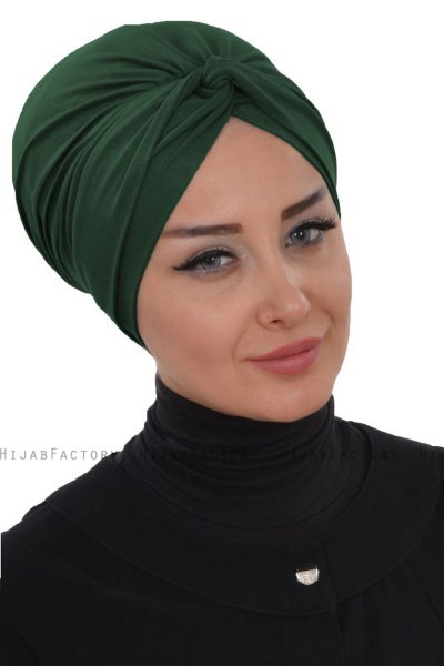 Astrid - Dark Green Cotton Turban - Ayse Turban