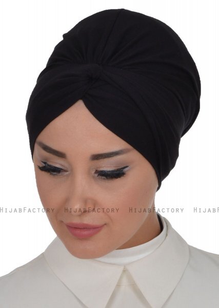 Astrid - Black Cotton Turban - Ayse Turban