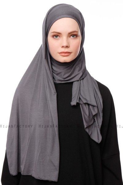 Asya - Dark Grey Practical Viskos Hijab