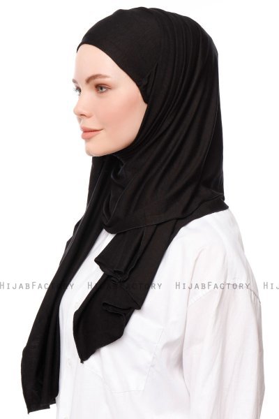 Asya - Black Practical Viskos Hijab