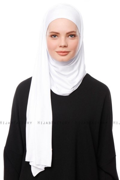 Asya - White Practical Viskos Hijab