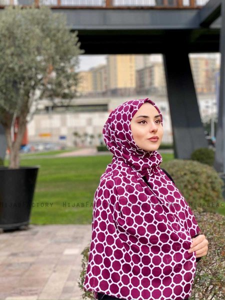 Atika - Bordeaux Patterned Cotton Hijab - Mirach
