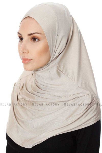 Ava - Light Taupe One-Piece Al Amira Hijab - Ecardin