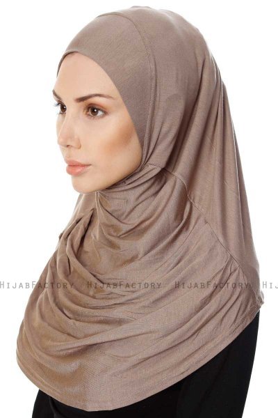 Ava - Dark Taupe One-Piece Al Amira Hijab - Ecardin