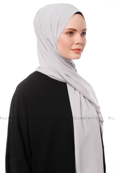 Aylin - Light Grey Medine Silk Hijab - Gülsoy