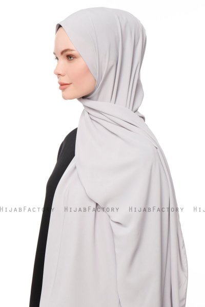 Aylin - Light Grey Medine Silk Hijab - Gülsoy