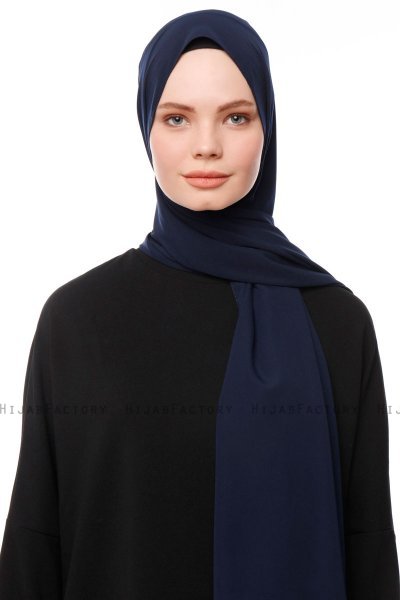Aylin - Navy Blue Medine Silk Hijab - Gülsoy
