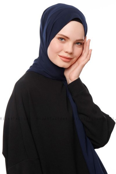Aylin - Navy Blue Medine Silk Hijab - Gülsoy