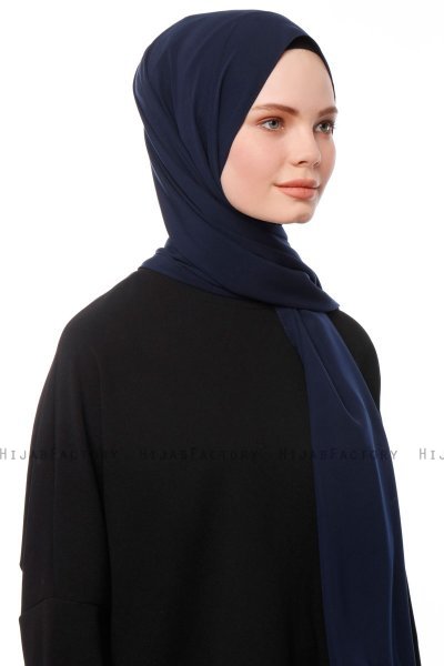 Aylin - Navy Blue Medine Silk Hijab - Gülsoy