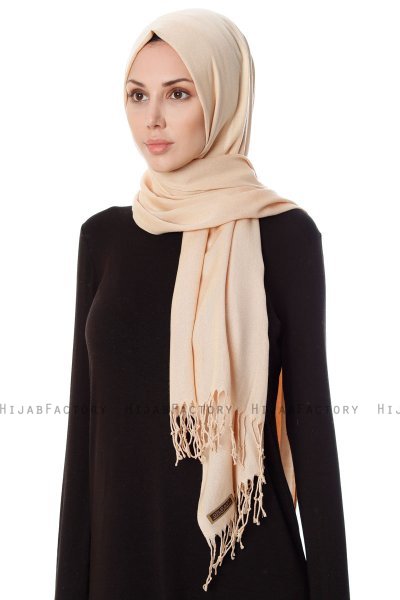 Aysel - Light Beige Pashmina Hijab - Gülsoy