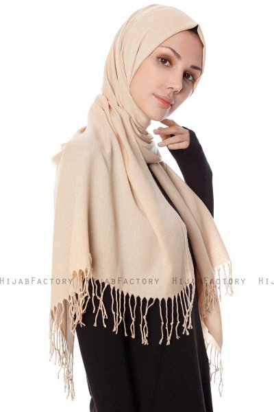 Aysel - Light Beige Pashmina Hijab - Gülsoy