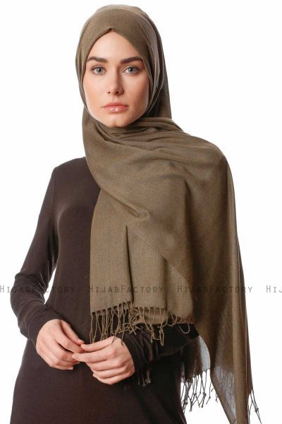 Aysel - Dark Khaki Pashmina Hijab - Gülsoy