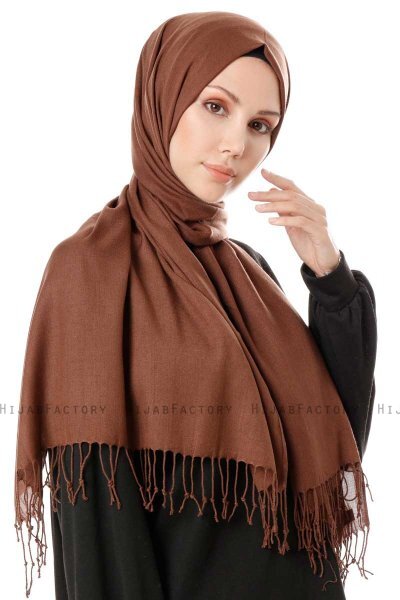 Aysel - Dark Brown Pashmina Hijab - Gülsoy