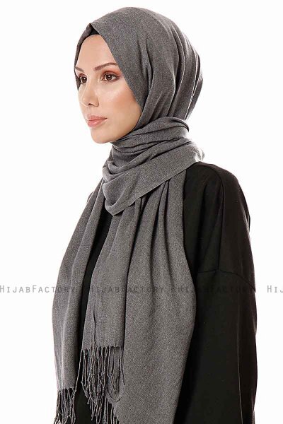 Aysel - Dark Grey Pashmina Hijab - Gülsoy