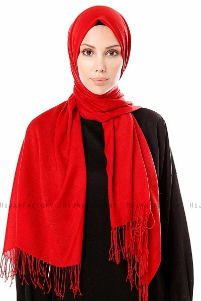 Aysel - Red Pashmina Hijab - Gülsoy