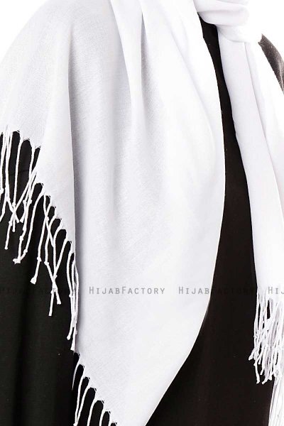 Aysel - White Pashmina Hijab - Gülsoy