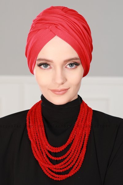 Fiona - Red Cotton Turban - Ayse Turban