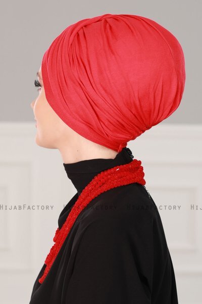 Fiona - Red Cotton Turban - Ayse Turban