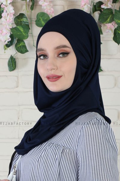 Wilda - Navy Blue Cotton Hijab