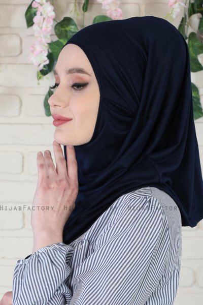 Wilda - Navy Blue Cotton Hijab