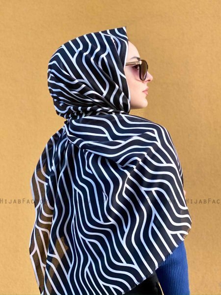 Berrin - Black Patterned Cotton Hijab - Mirach